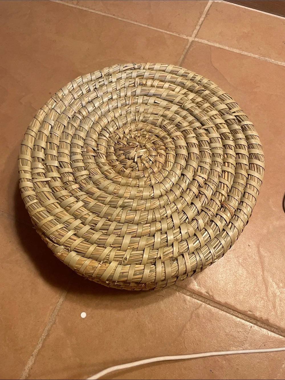 New Decorative Brown Terracotta bread warmer with Natural Woven Basket